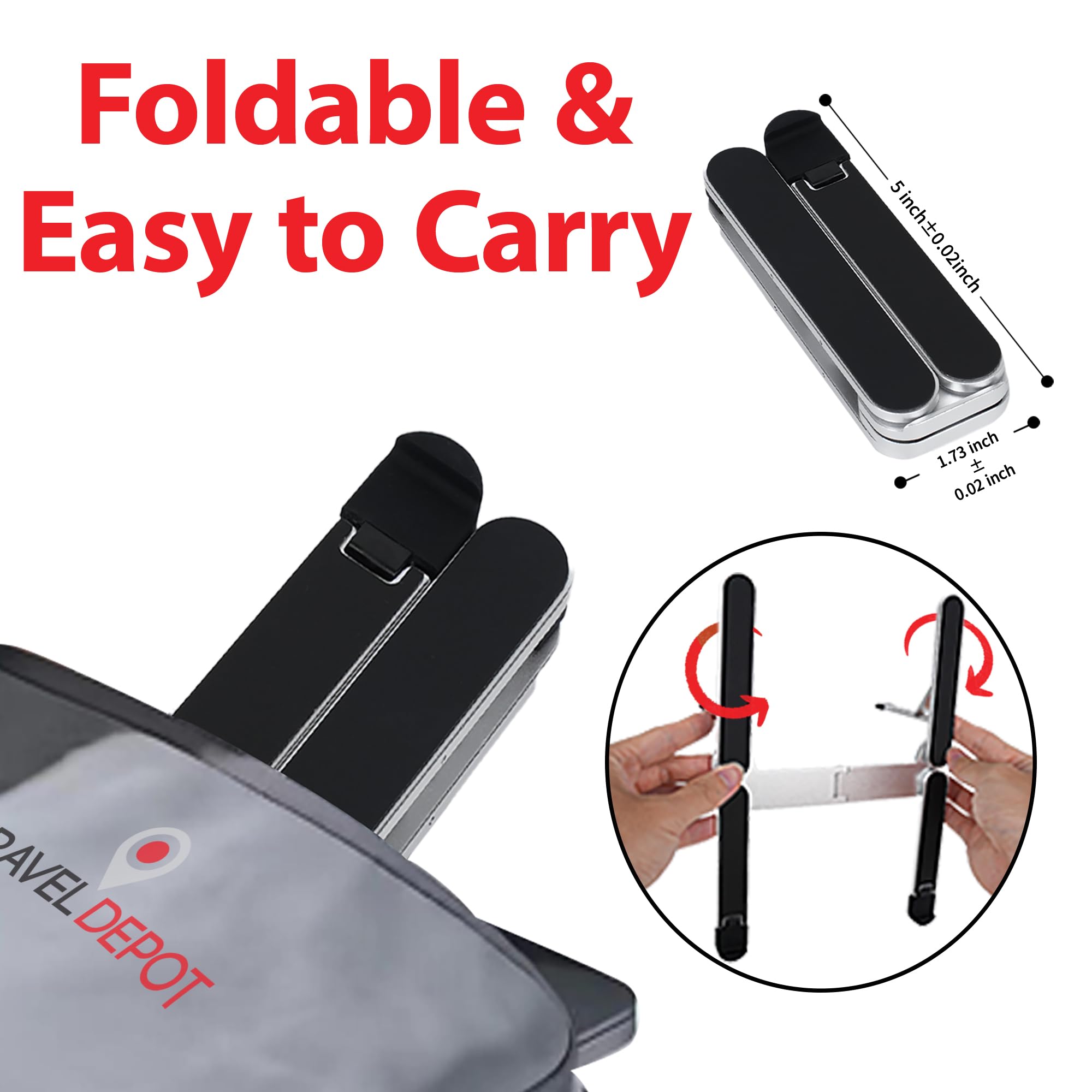 Travel Depot Soporte portátil para laptop, soporte ergonómico para computadora portátil de 6 niveles, ángulo ajustable, soporte elevador de ABS compatible con todos los portátiles y iPad (10-15.6