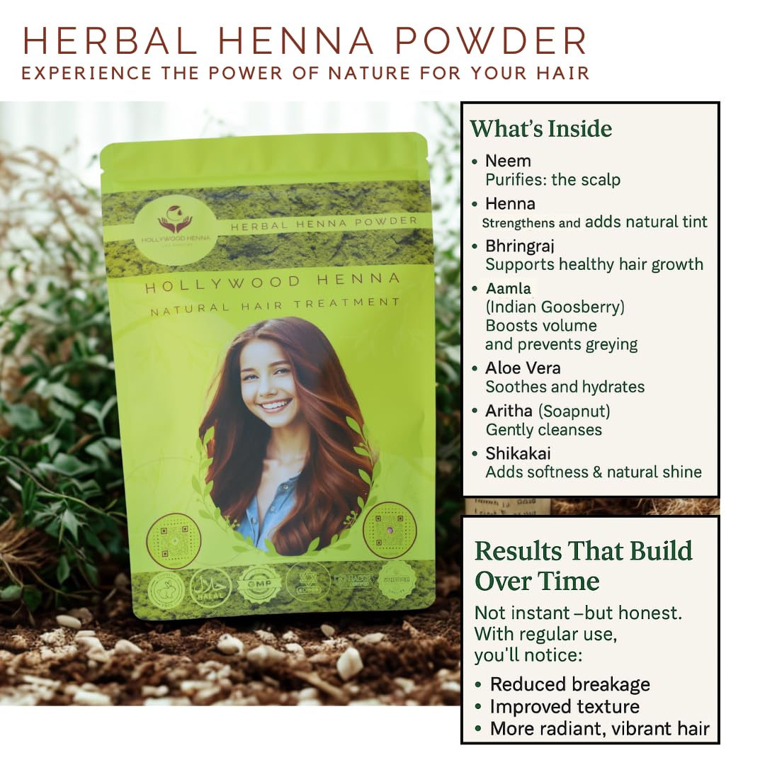 Hair Powder (Herbal Henna Powder - 227g) Hair Treatment 100% Organic Henna Powder for Hair Coloring & Conditioning Chemical Cruelty Free Long Lasting Suitable for All Hair Types