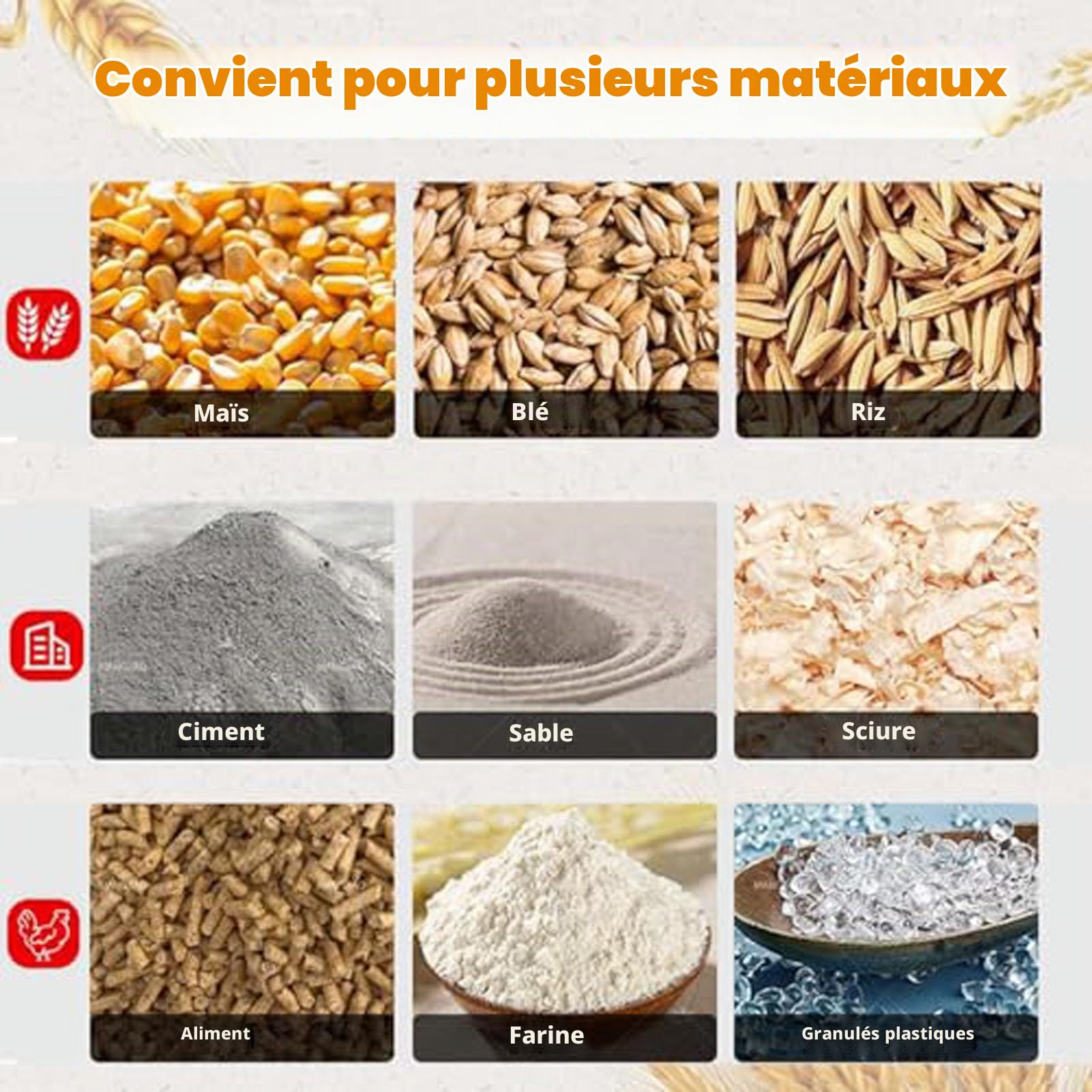 Machine de pompage de grains, tarière d'aspiration domestique, convoyeur à vis de 1500 W pour un transport efficace des grains, longueur de 3 m