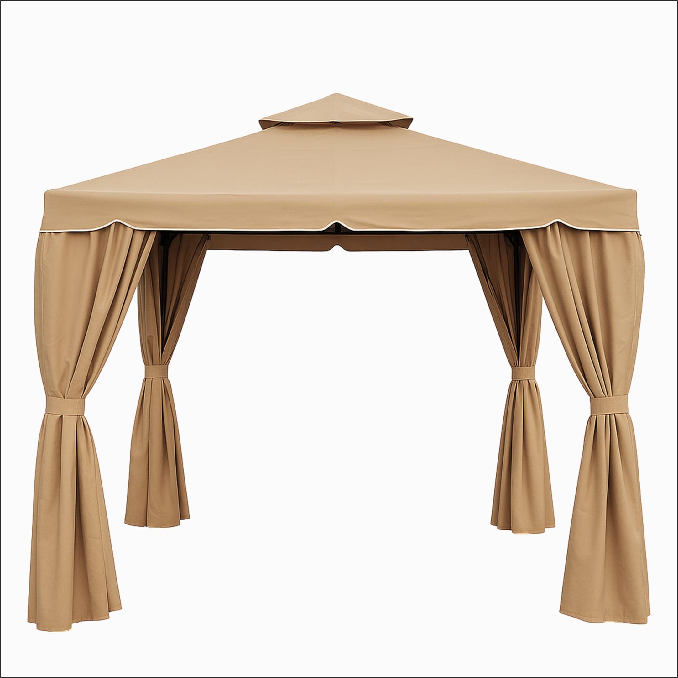 7 Star DECOR 10x10 Luxury Artificial Thatched Waterproof Gazebo Tent with Mosquito Net UV Protection Curtains for Garden Patio Backyard Resort Outdoor Events