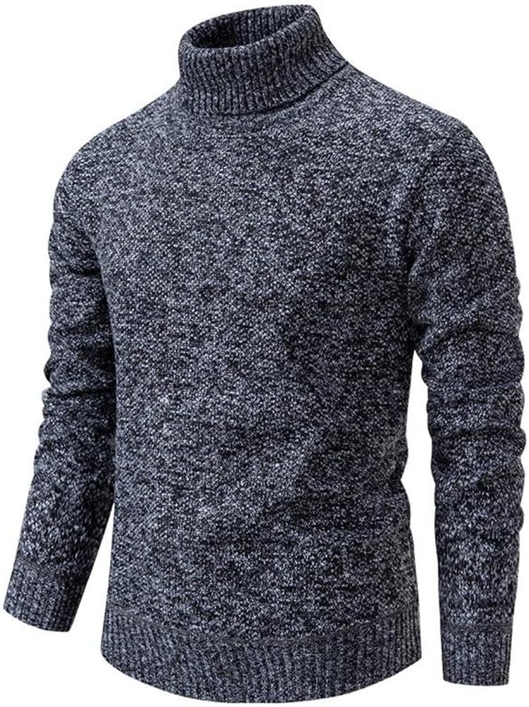 Men's Autumn Winter Trend Wool Sweater Thin Fleece Turtleneck Bottoming Shirt Long Sleeve Solid Knit Pullover