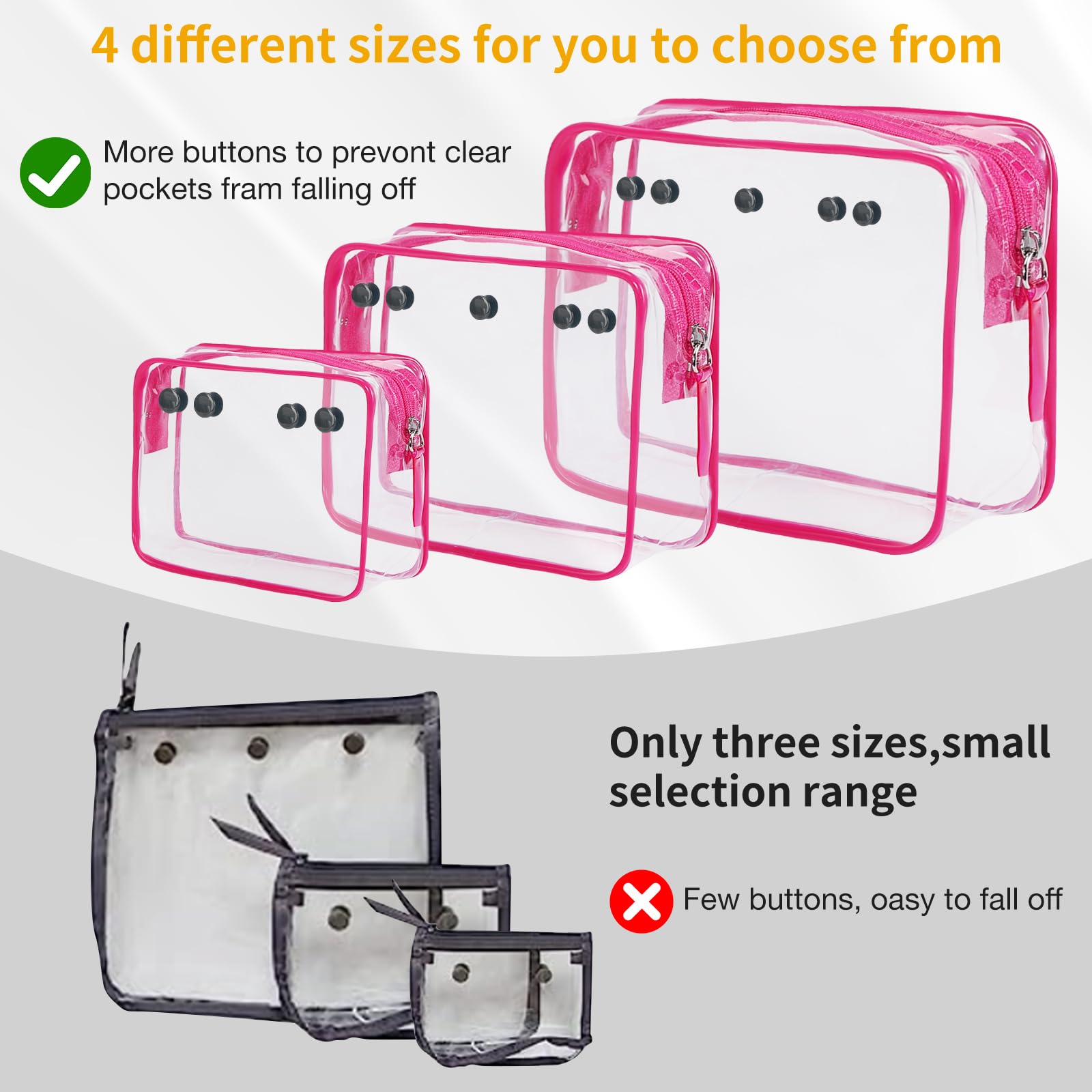 DABASHAN 4er-Set Transparente Reisetaschen – Organizer Für Kosmetik, Toilettenartikel & Mehr
