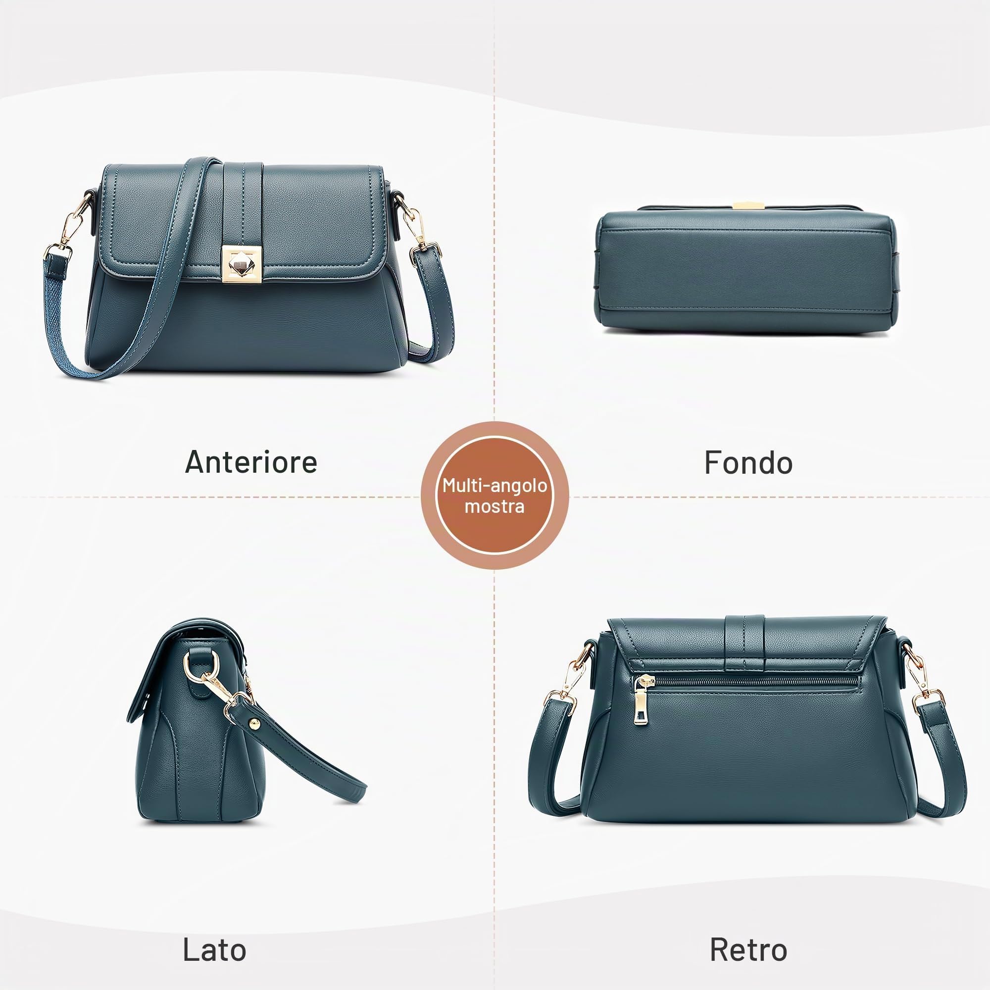 DIRRONA Moda Donna Borse a Tracolla Classico Borsa Sottobraccio Casuale Viaggio Messaggero Borsa Pelle PU Borsa da Donna Due Spallacci Blu