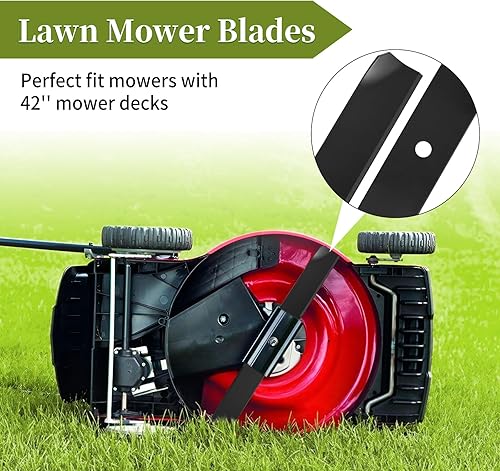 Miniatura 6 de Juego de cuchillas de repuesto para cortacésped de elevación media 110-6568-03 106-2247-03 compatibles con cortacésped de 42 pulgadas, Toro Exmark