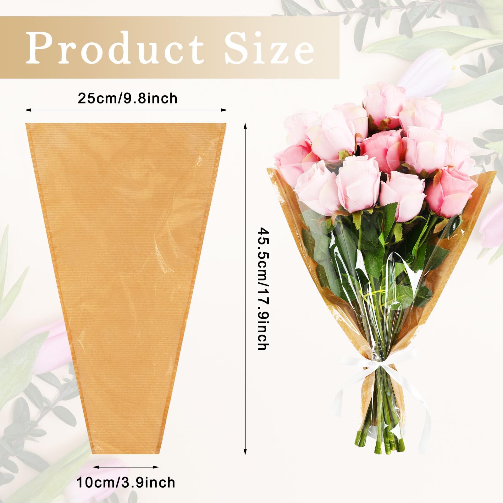Yuanan Blumenstraußhalter: 50 Stück Kraftpapiertüten Mit Griff, 35x19 Cm, Für Hochzeiten & Floristik