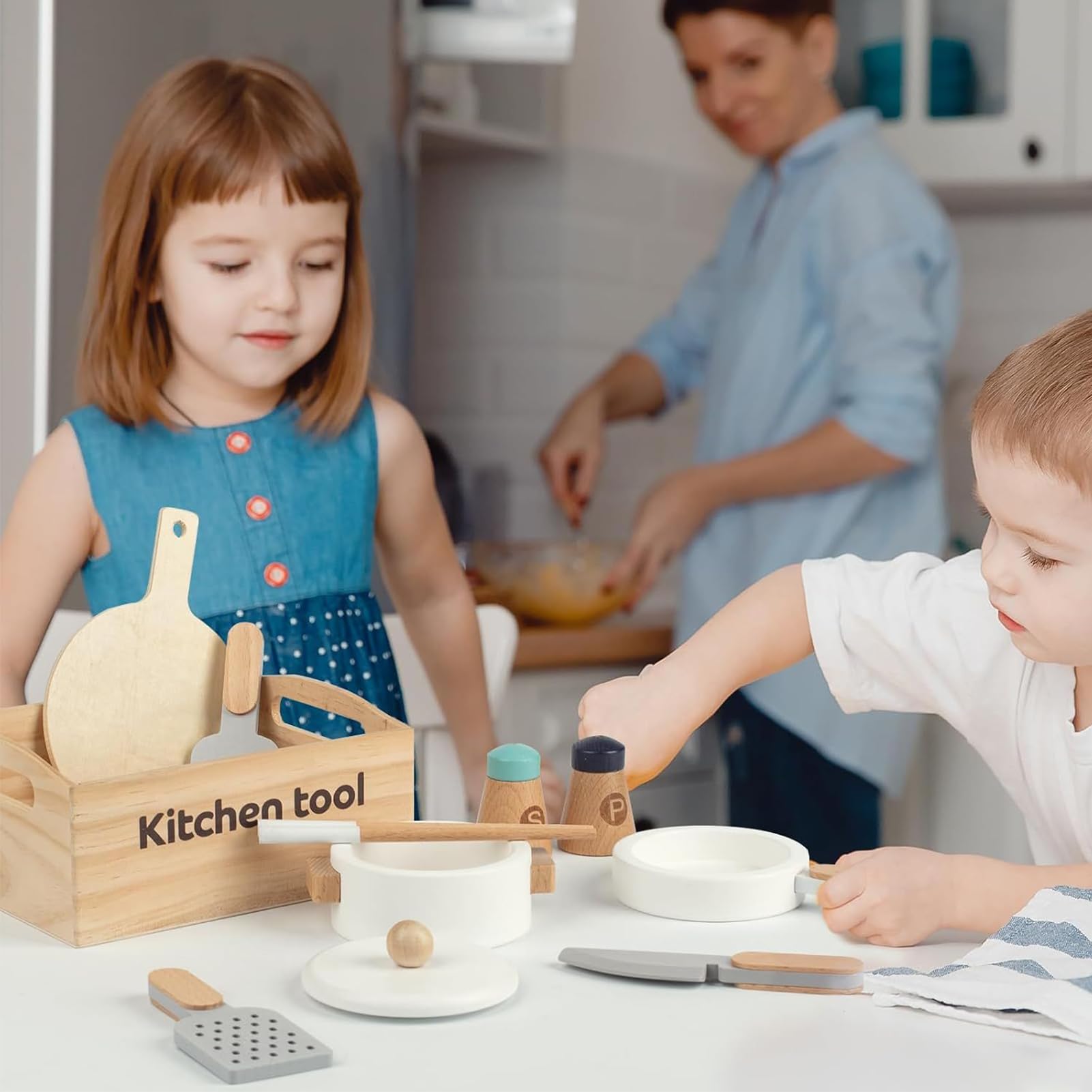 Giocattolo Da Cucina Per Ragazza Set di Legno Realistico Cucina con