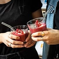 Vista 2 de Halm - Pajitas de vidrio – 6 popotes cortos de 6 pulgadas doblados reutilizables + cepillo de limpieza sin plástico – Apto para lavavajillas