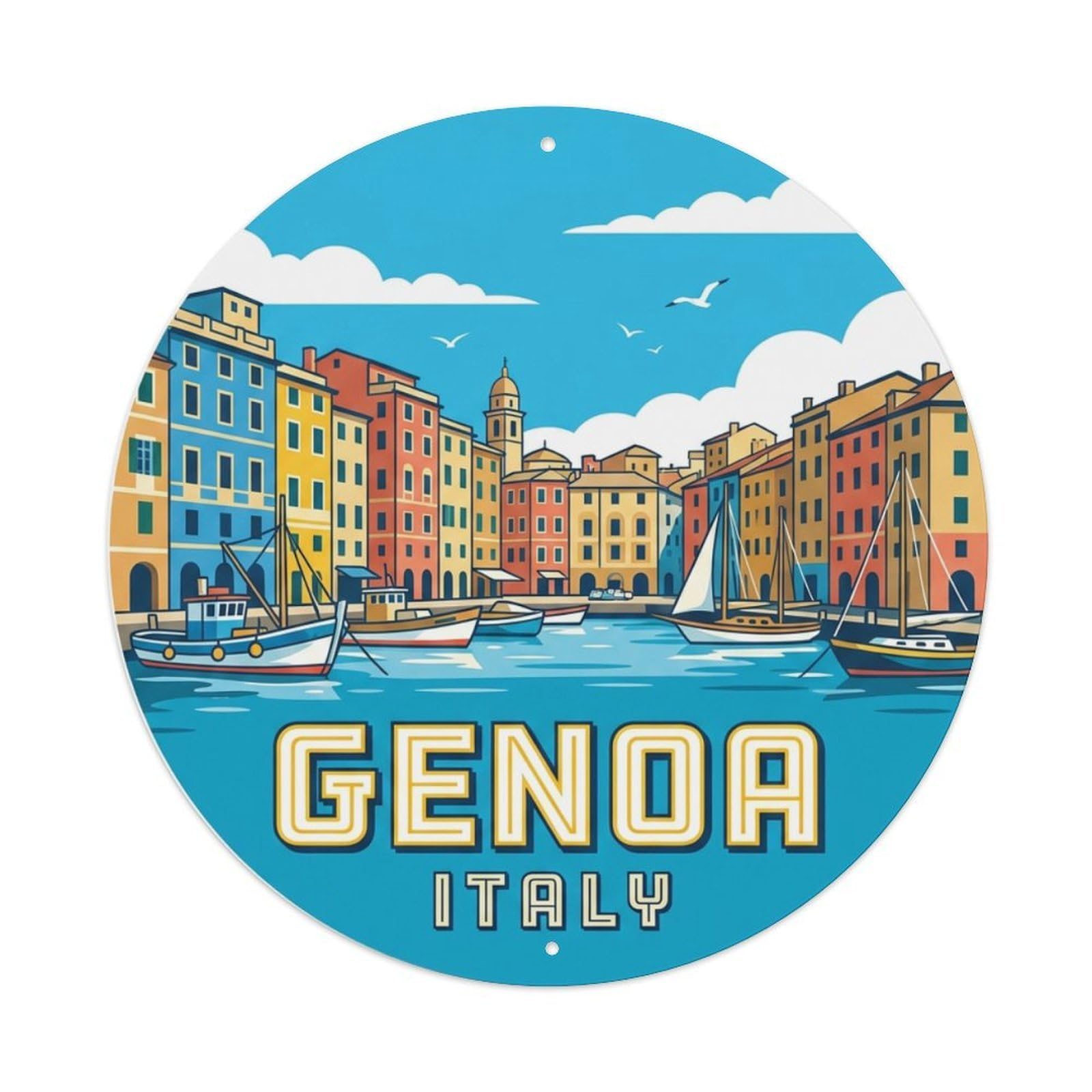 Metal Tin Sign Italy Vintage Travel Genoa