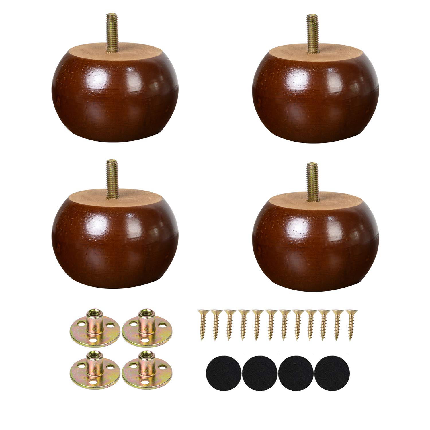 Buy 2 Inch Bun Furniture Feet Round Solid Wooden Ottoman/Couch/Sofa