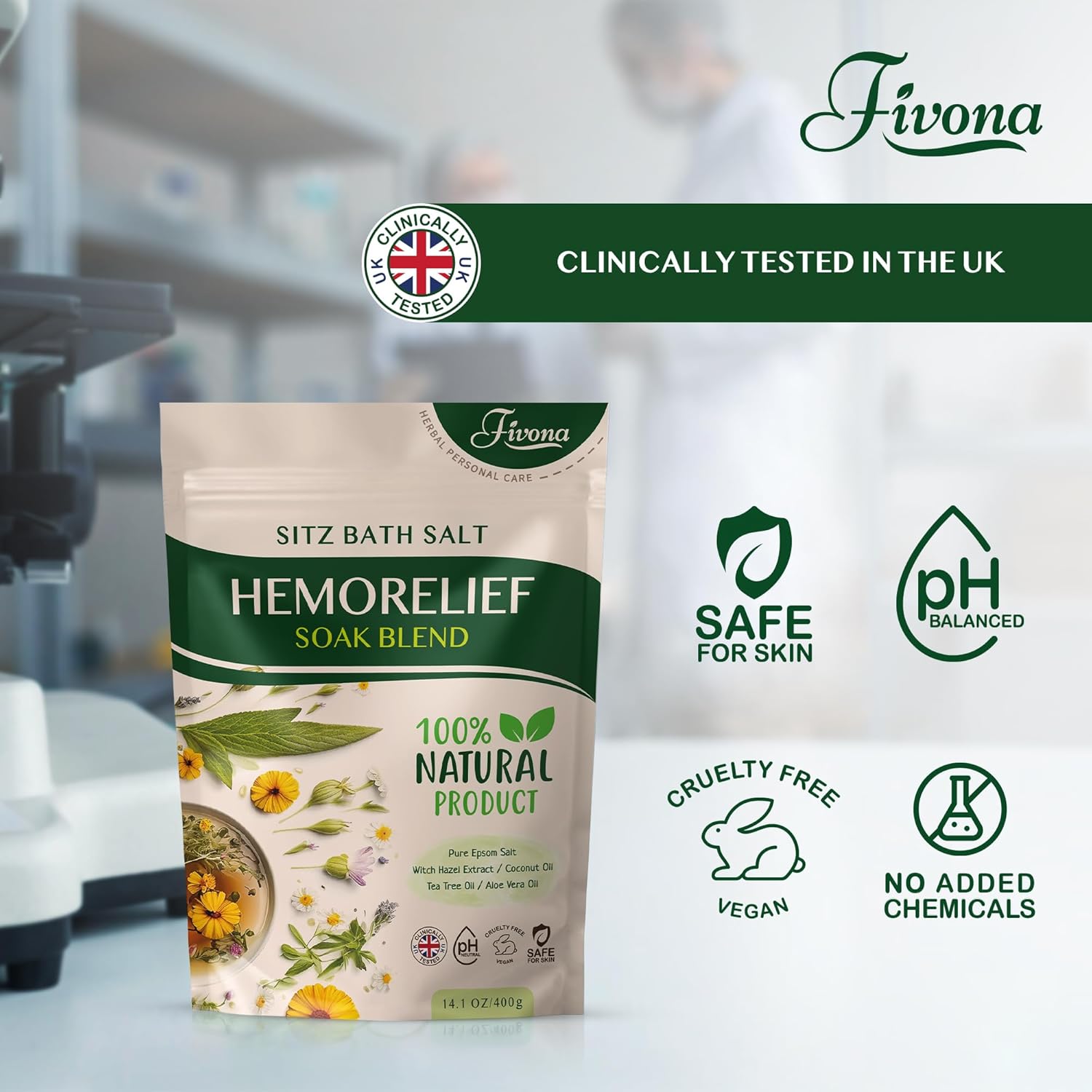 Hemorrhoid Treatment Sitz Bath Salt - Natural Soak Blend Epsom Salt with Essential Oils, Postpartum Recovery and Discomfort Relief, Perineal Care Soaking for Fissures and Bartholin Cysts - 14.1oz - Image 2