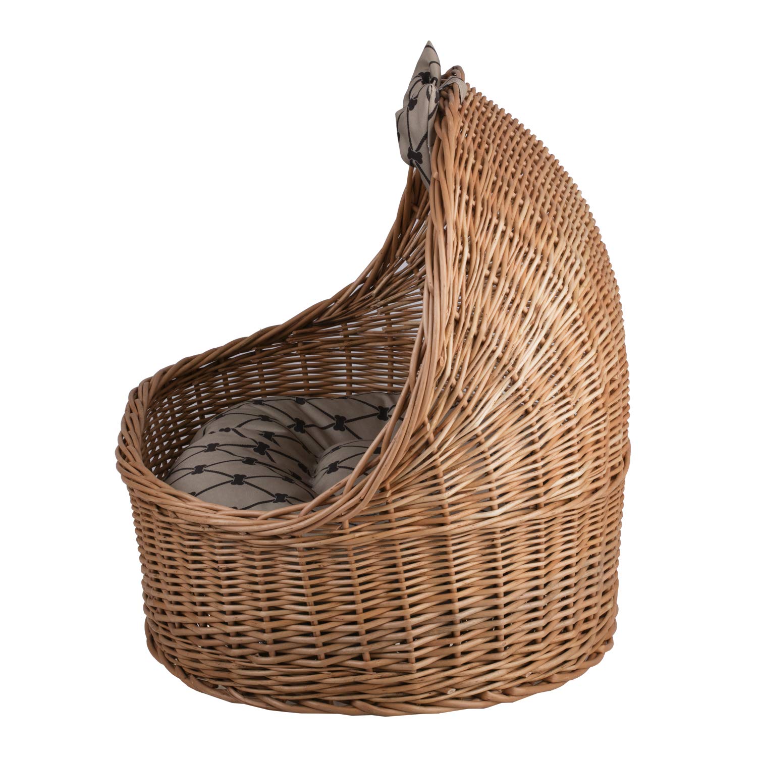 e-wicker24 Cesta in Vimini per Cani e Gatti con Cuscino Morbido - Cuccia per Animali Domestici Interno - Lettino Divanetto Calmante Naturale