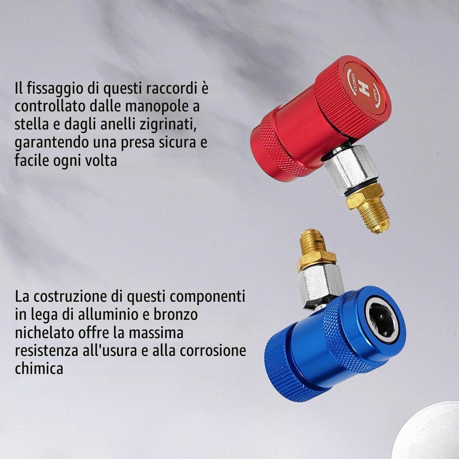 Adattatore R1234yf, connettore rapido, connettore rapido in alluminio R1234yf, attacchi rapidi professionali, adattatore per porta di servizio del condizionatore d'aria, adatto per refrigeranti