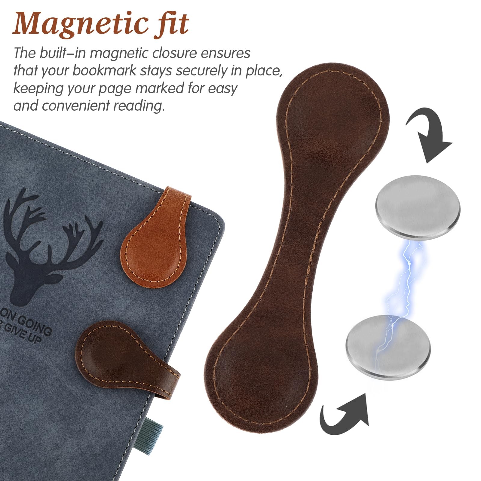 NJCXOLA Marque-Pages Magnétiques En Cuir - Lot De 2 - Style Rétro