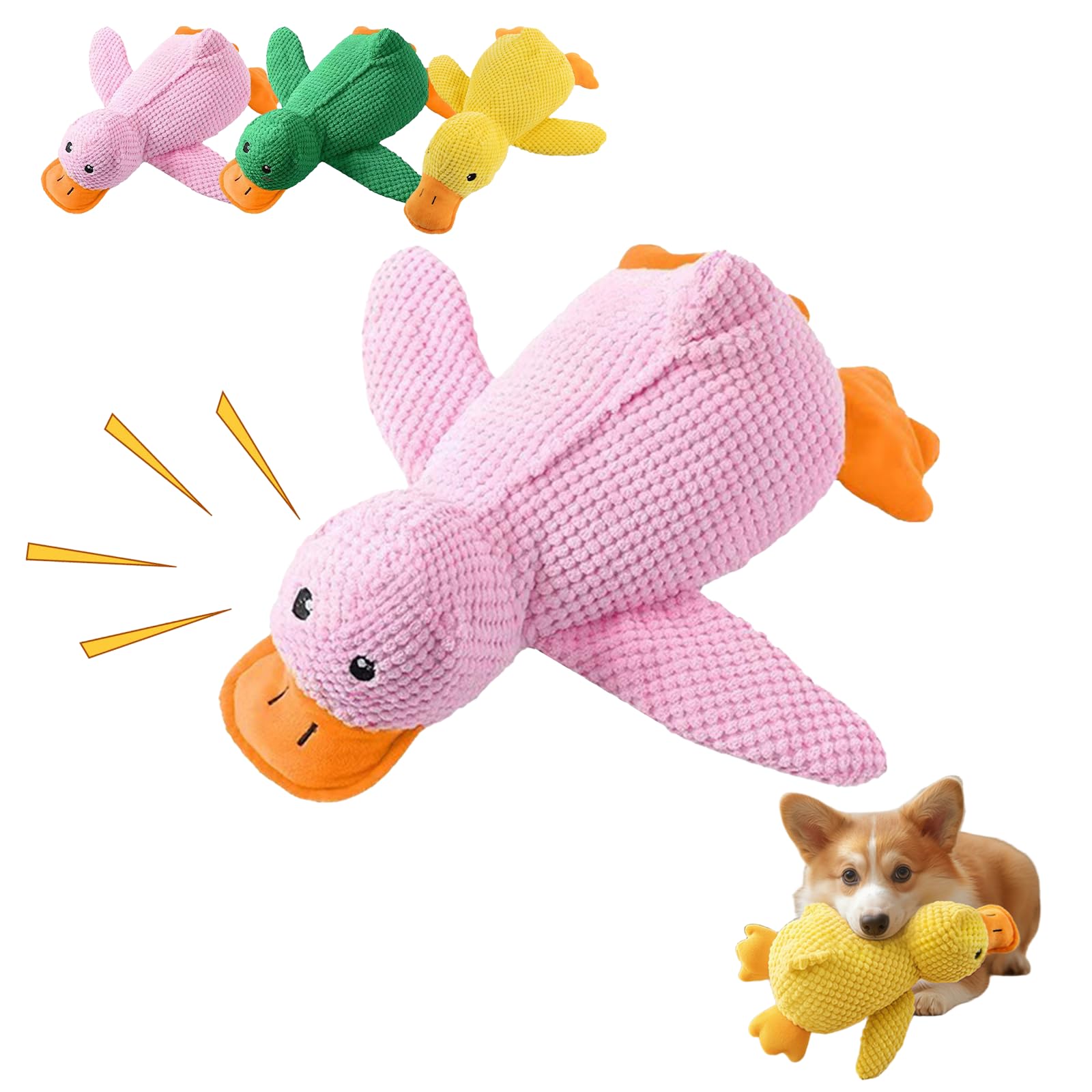 YSINOBEAR Calming Duck,Speedy Panther Plush Dog Toy for Large Dogs,Stuffed Calmings Pillow With Quack Sound,Duck Squeaky Dog Toys, Soft Puppy Toy for Small Medium Large Dogs (Green, M)