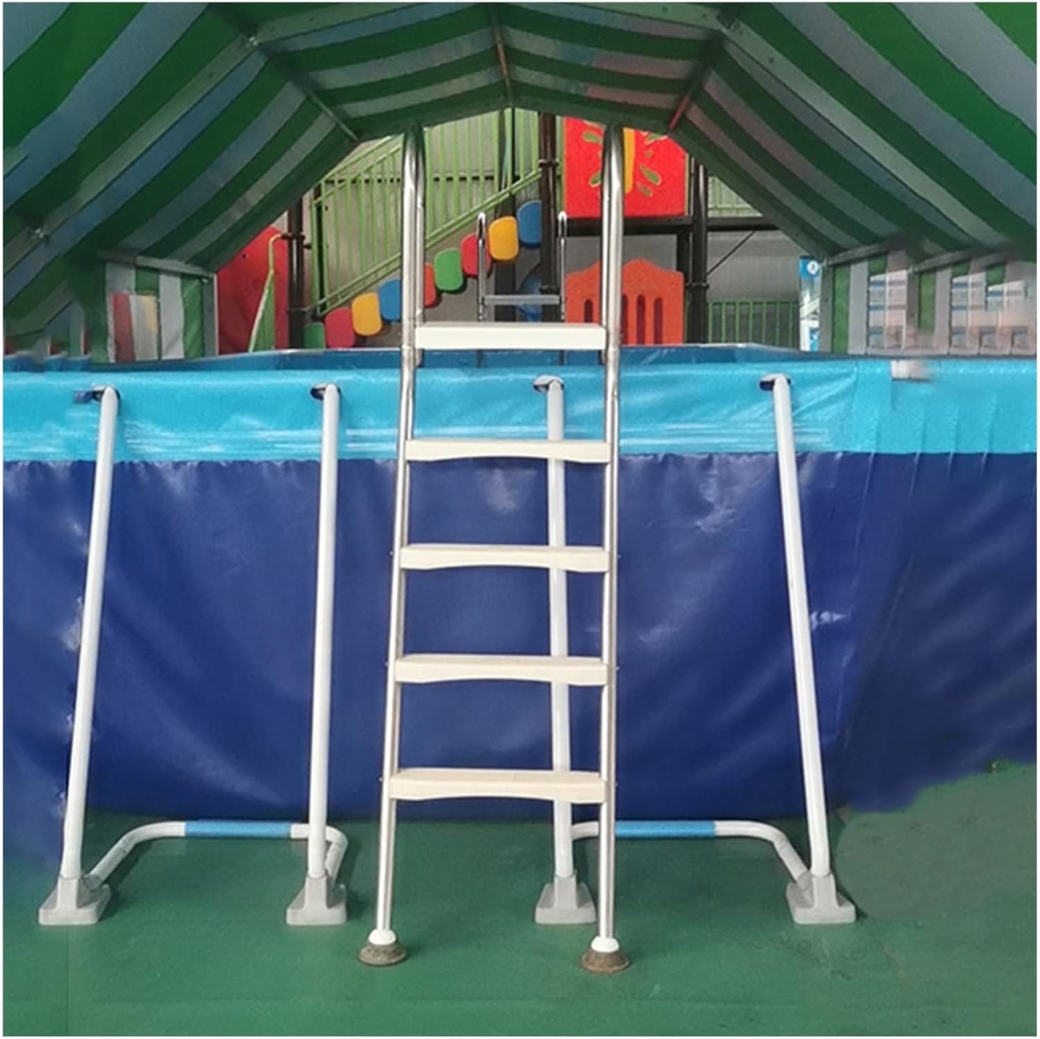 Thickened Above Ground Swimming Pool Ladder, 2-4 Step Removable Double-Sided Entry/Exit System, Durable Silver Finish for Easy Access and Safety