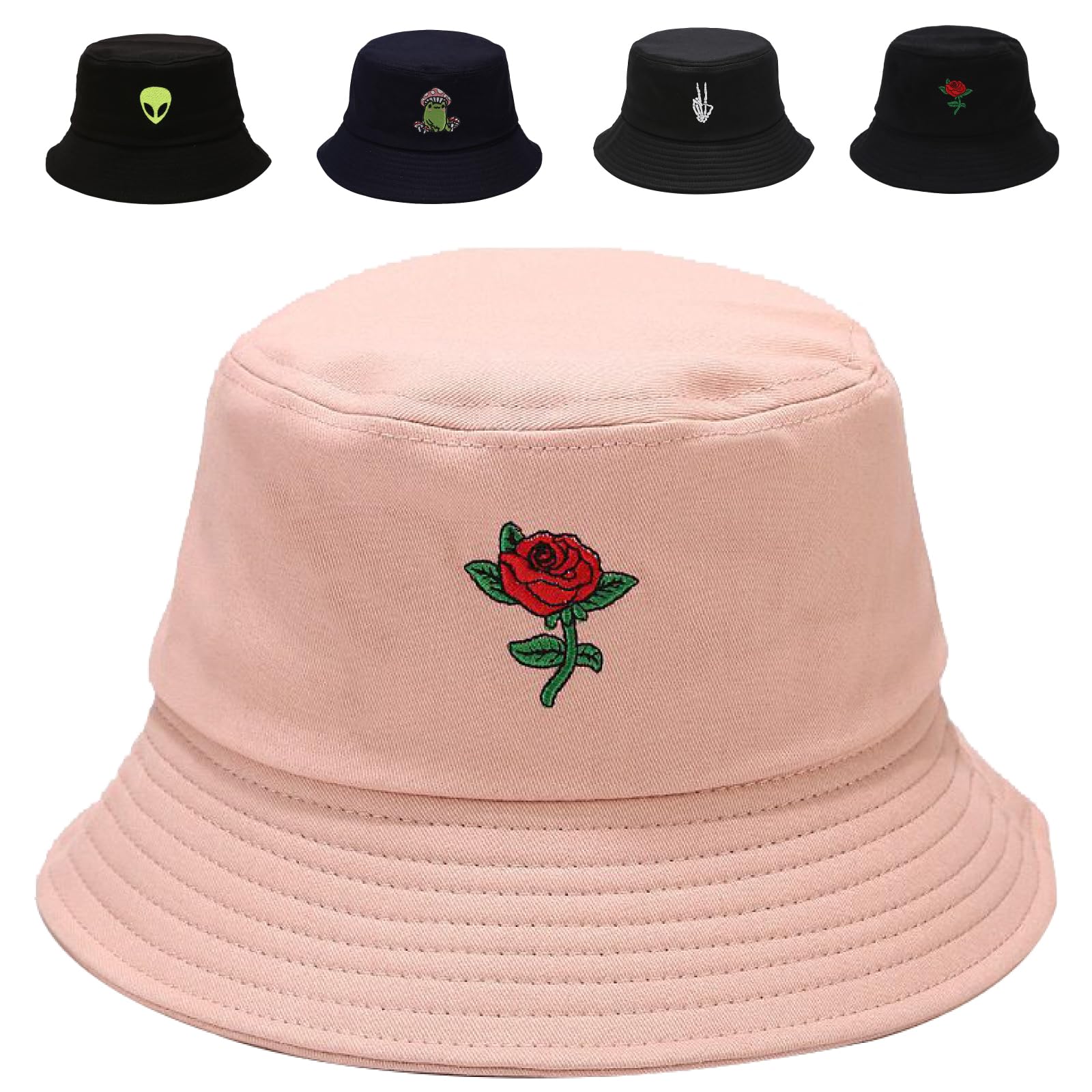 Cotton Bucket Hat for Women Men Summer Travel Sun Beach Bucket Cap, Unisex Outdoor Fisherman Hat