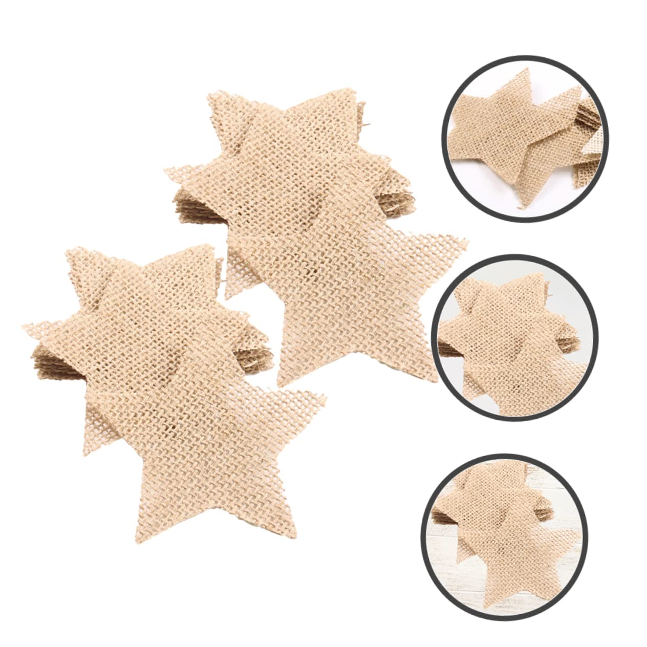 SEWACC 100piezas Adornos Navideños De Para Decoración De Árbol Puerta y Pared Estrellas De Yute Para Manualidades De Navidad