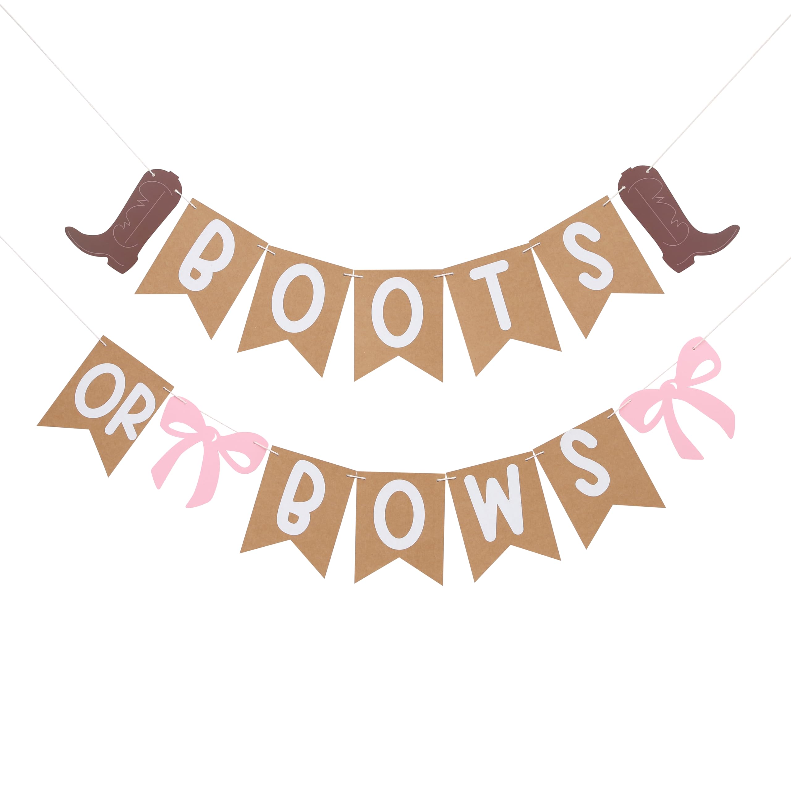 Boots Or Bows Cowgirl Gender Reveal Banner - Decorations, Party Supplies, Sign