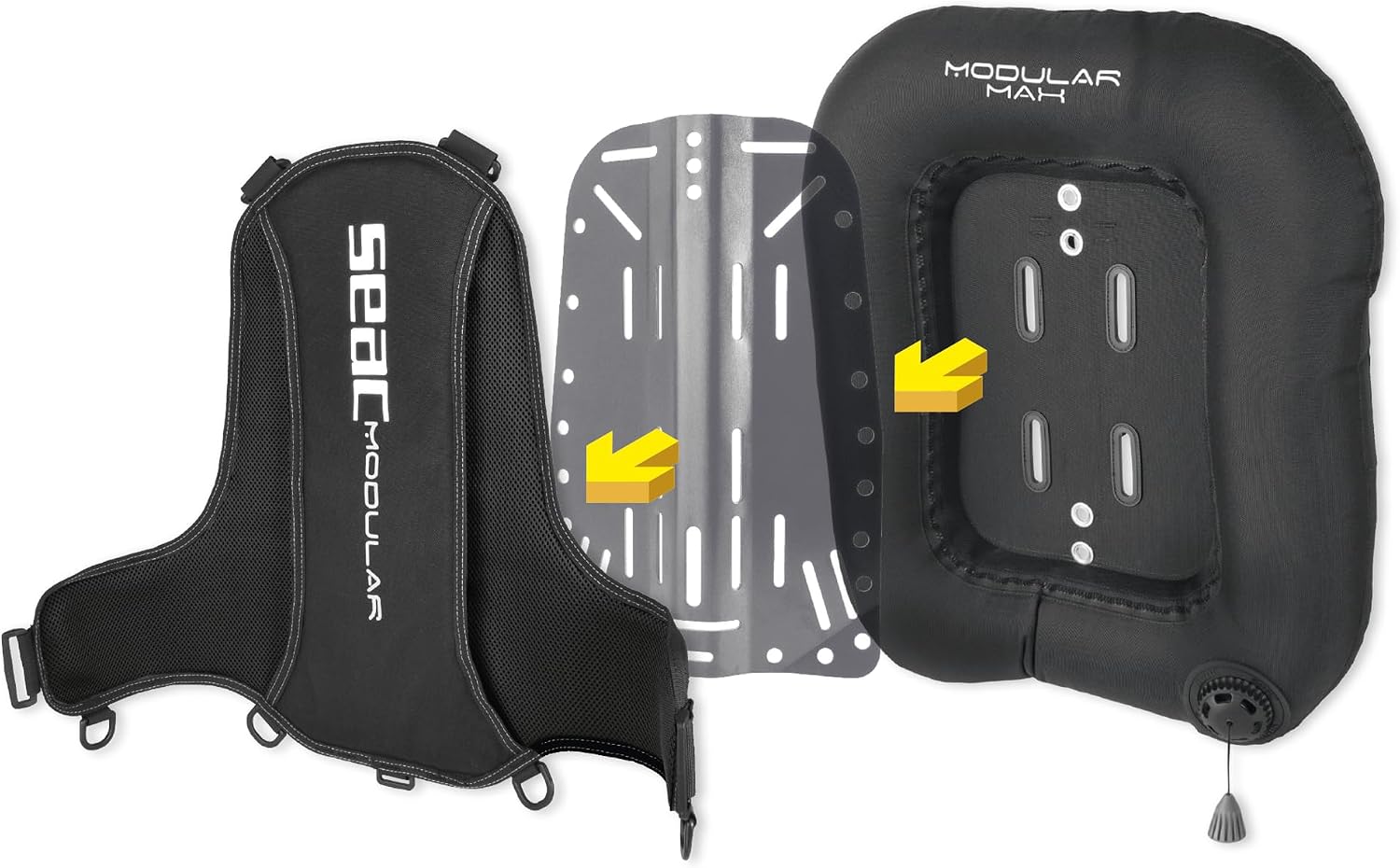 SEAC Modular Max – Modular Technical Travel Wing with Optional Stainless Steel Backplate | Removable Doughnut Twin Bladder, Ballistic Nylon, 18.3 kg Lift (40.5 lb), 6 Stainless Steel D-Rings