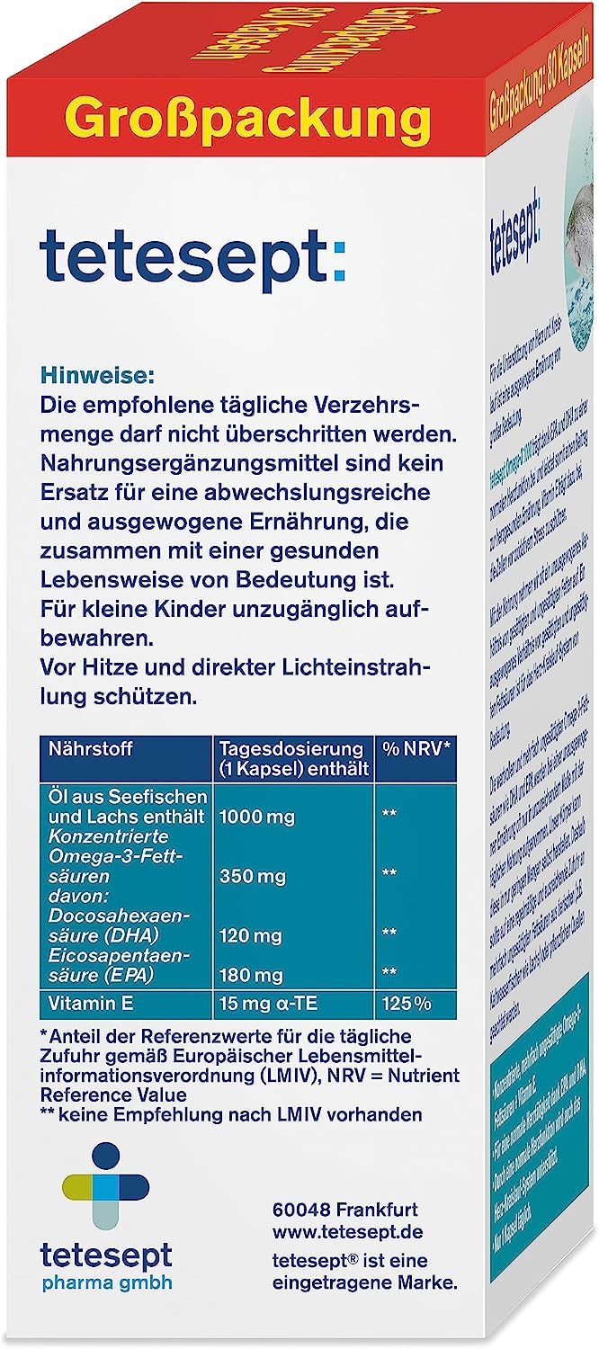 tetesept Omega-3 1000 Kapseln, 80 St. Kapseln