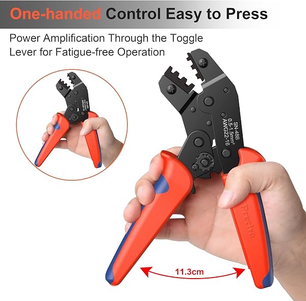 Preciva Pince à Sertir, 600 Terminals Sertissage Wire Crimpers Support 0.5-1.5mm2, Pinces Professionnelles Outil à Sertir - 4