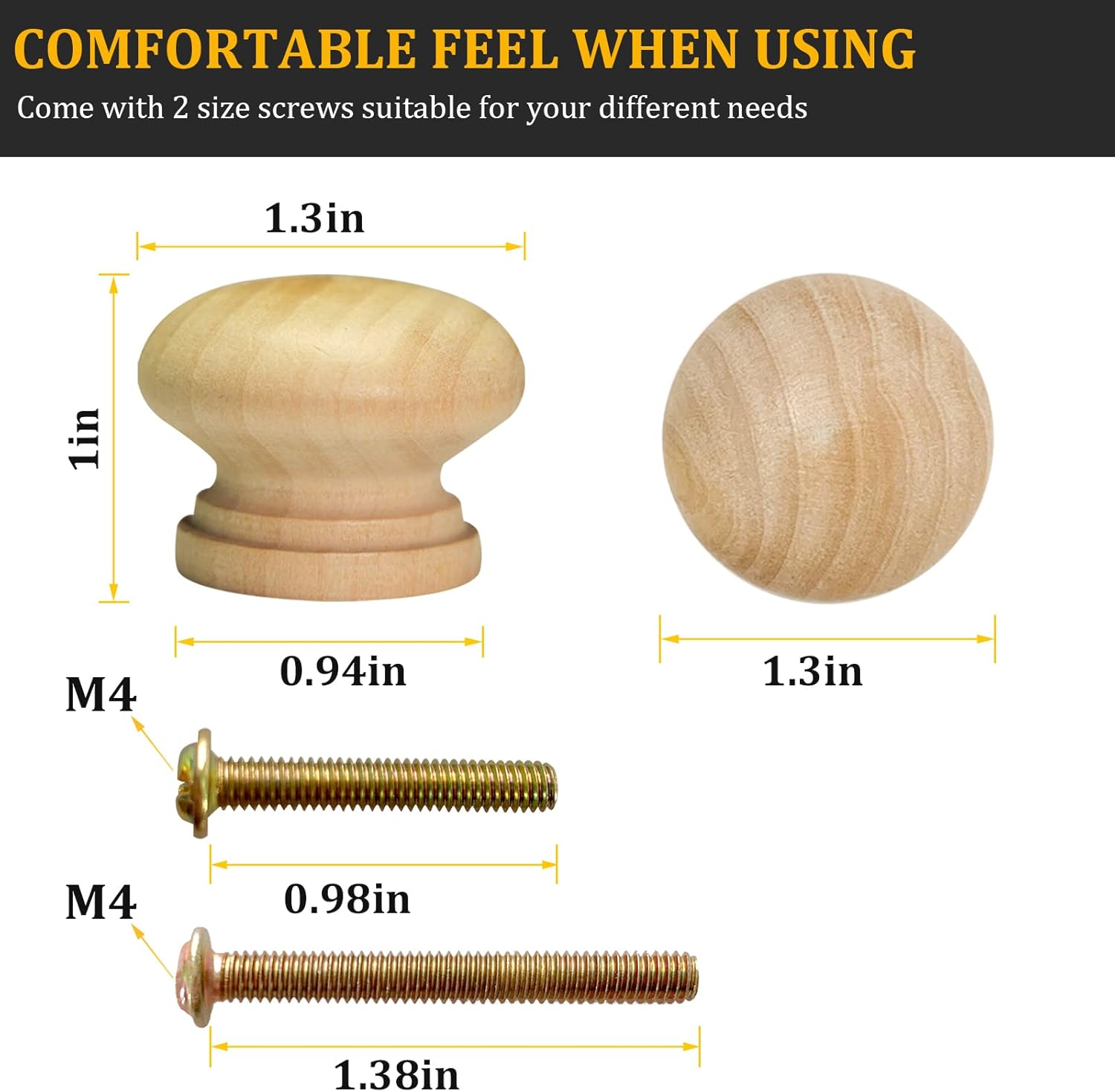 15pcs Wood Drawer Knobs, Unfinished Wooden Cabinet Dresser Knobs Furniture Pull Handles (Diameter: 1.34 Inches, Height: 1 Inch)