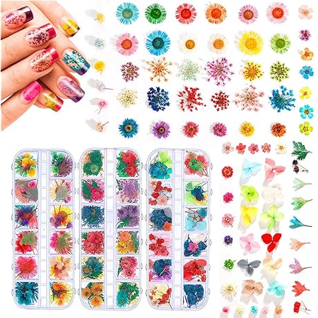 324PCS Dried Flowers Nail Art - Nail Art Accessories Kits for UV Resin Molds