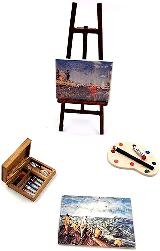 Miniatura 5 de Fateanuki Juego de herramientas de pintura para casa de muñecas, juguete de casa de muñecas en miniatura, balcón, patio, muebles de decoración,