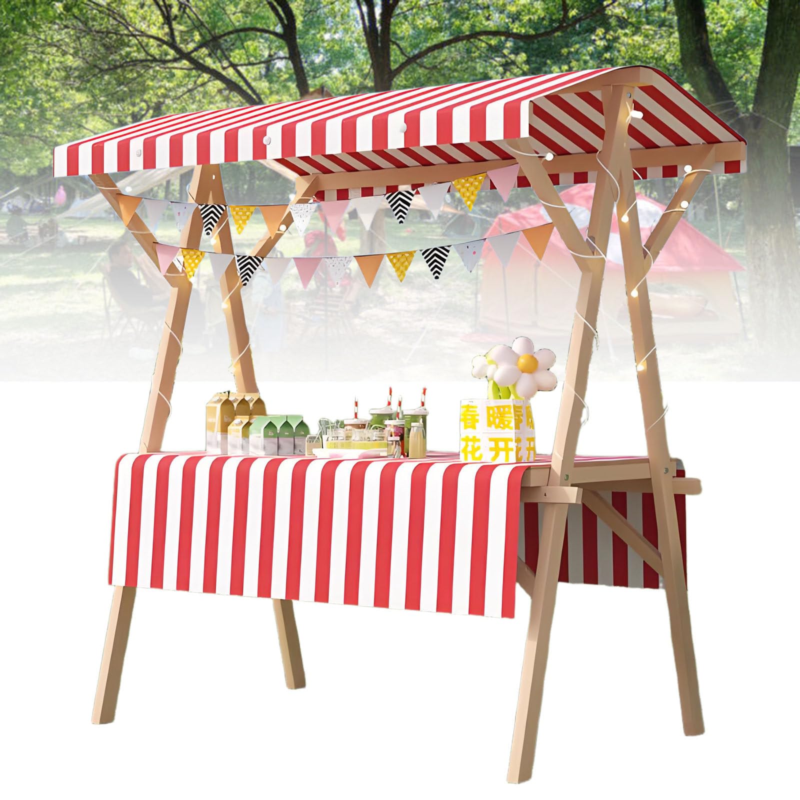 Stand de vente ambulant en bois pliable chariot mobile avec auvent