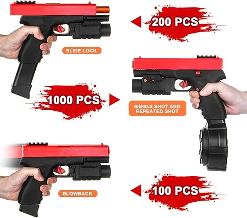 Miniatura 4 de 2 juguetes de gel para niños de 14 años en adelante y adultos, lanzador automático completo con tambor, tolva larga, luz de seguridad y gafas para