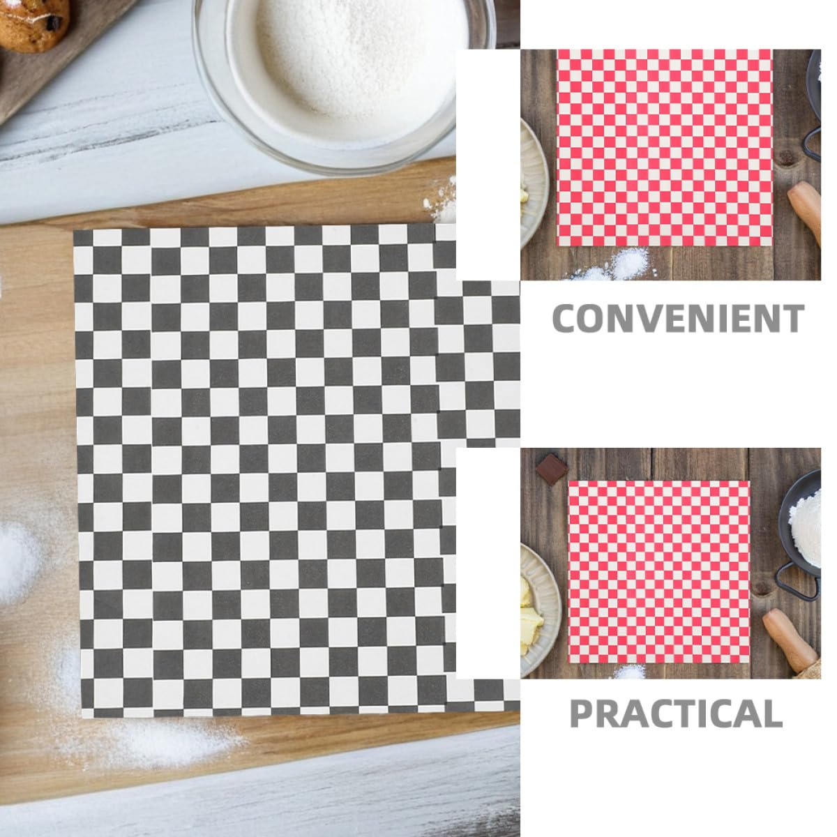 100 Hojas de Papel para Hornear Diseño Cuadriculado, Papel Resistente al Aceite para Sándwiches y Hamburguesas, Adecuado para Picnics y Barbacoas Color Aleatorio