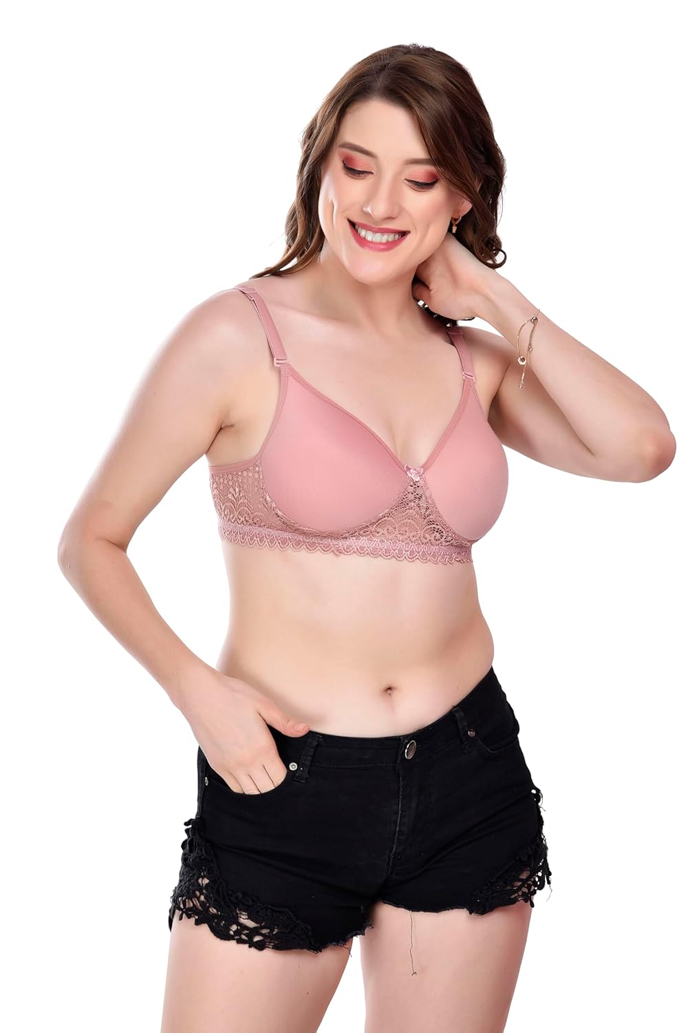 MiEstilo Women's Cotton Blend Lightly Padded Wirefree T-Bralette Bra Combo 6 71OrlPRmFlL. SL1500