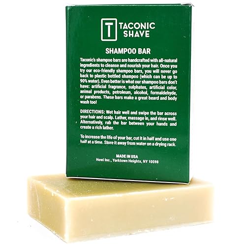 Miniatura 4 de Taconic Shave, Barra de champú natural de eucalipto y menta, hecha a mano en los Estados Unidos, 5.0 onzas, deja el cabello limpio, suave y