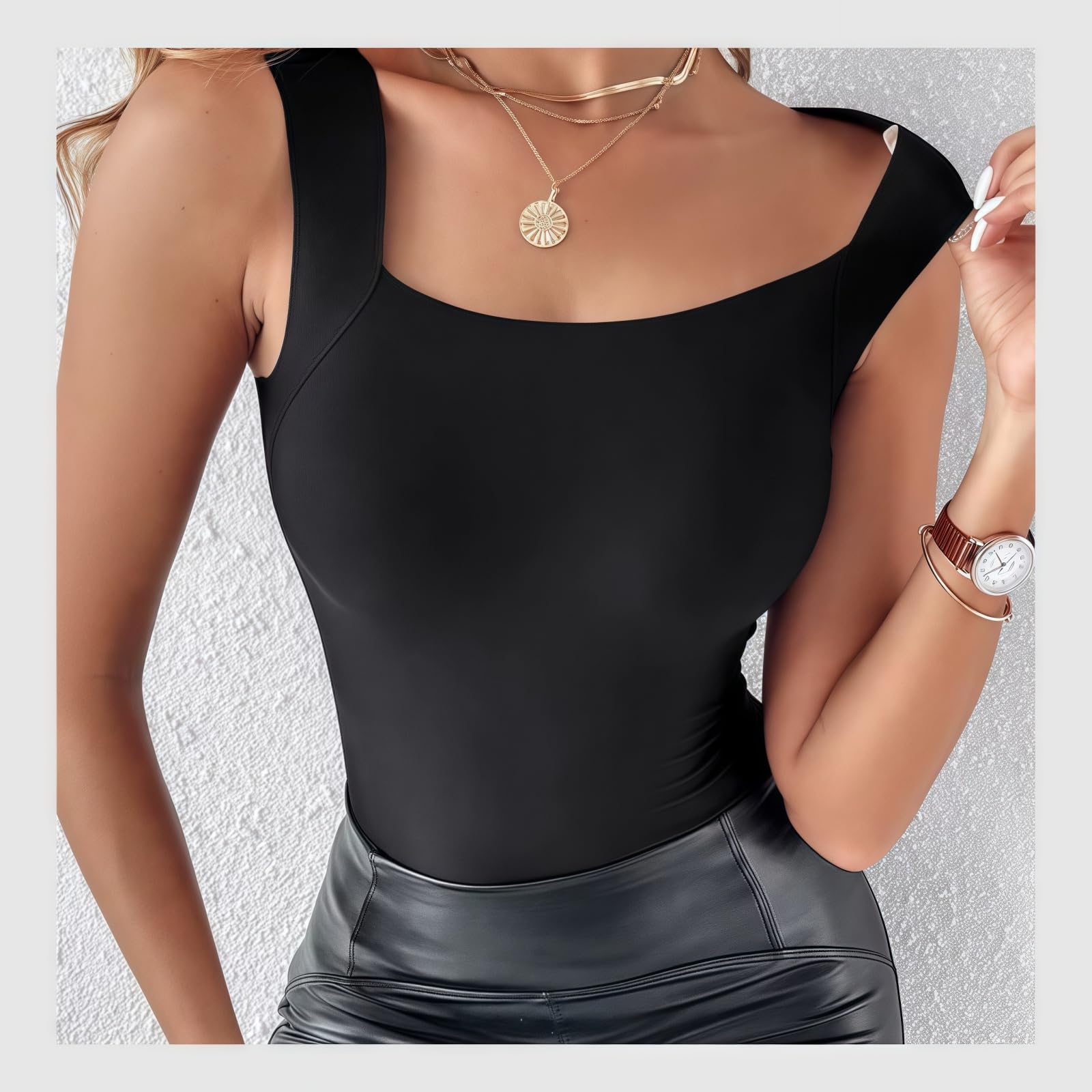 Débardeur shaper - Soutien-gorge intégré femme 2-en-1 avec soutien-gorge intégré – Camisole sans couture à col U – Haut gainant extensible pour sport, yoga, fitness et usage quotidien