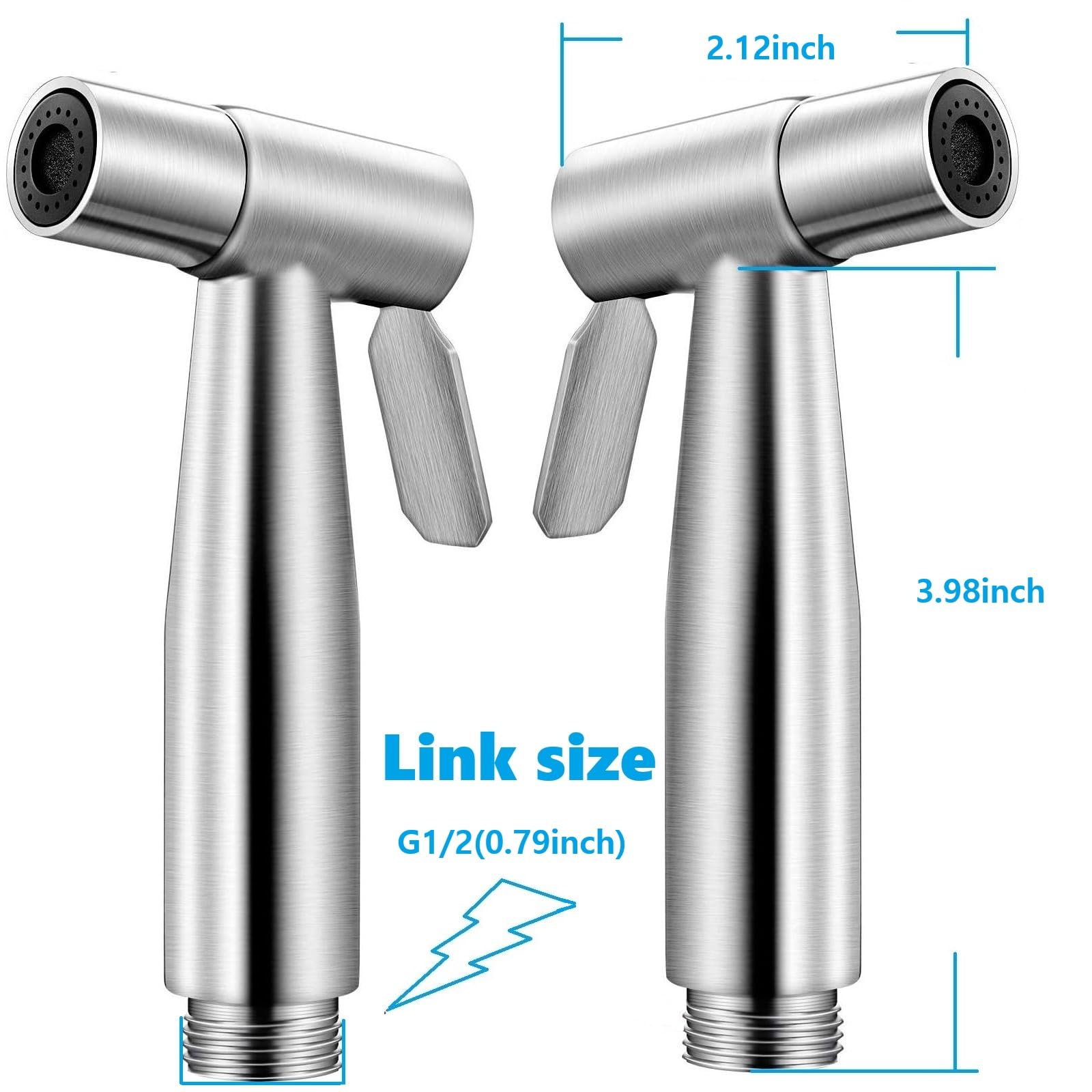 Fat-Cattie Stainless Steel Toilet Bidet Sprayer Head,Brushed Nickel