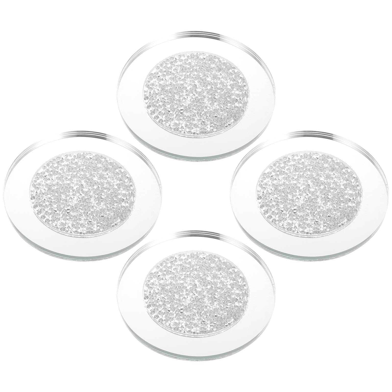 Sous-verres ronds en verre transparent Tofficu (lot de 4) isolants pour table et bureau