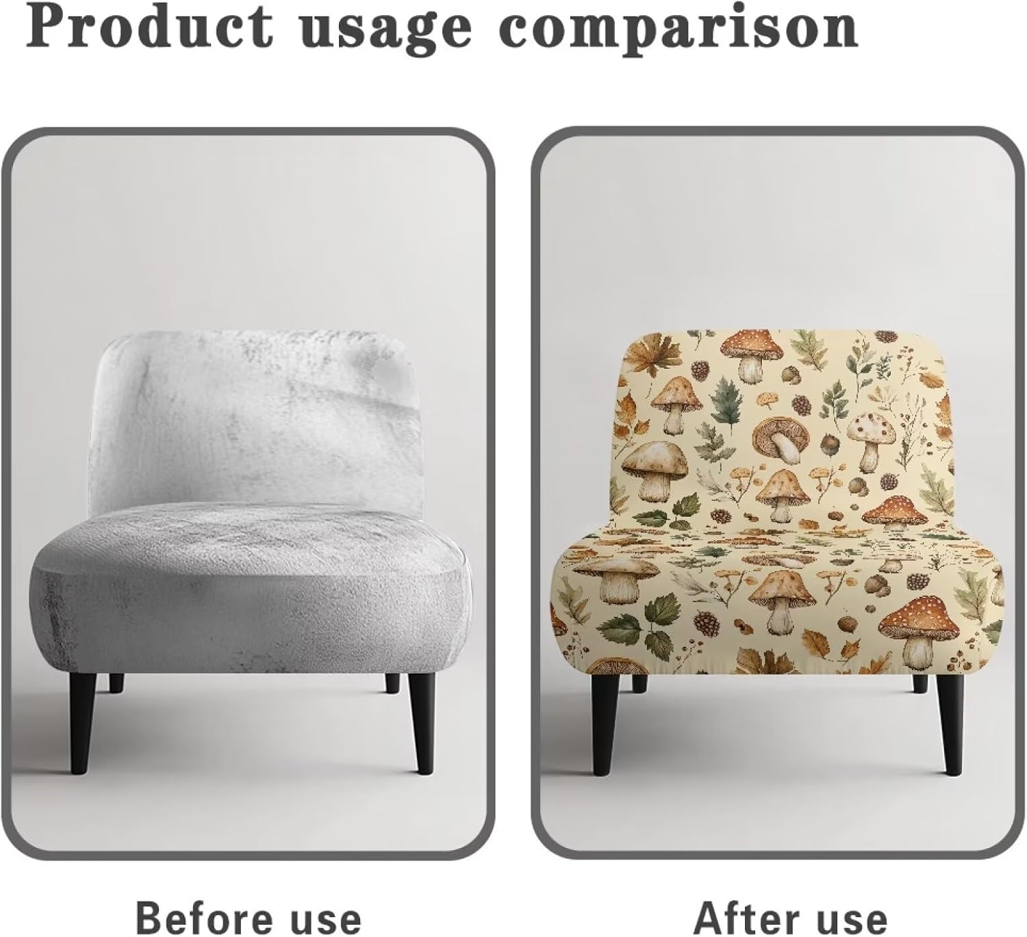 Mushroom Armless Chair Cover,Removable Armless Chair Slipcover,Stretch Criss Cross Chair Covers,Rotating Chair Dust Case,Office Chair Covers with Elastic Bottom,Easy to Clean