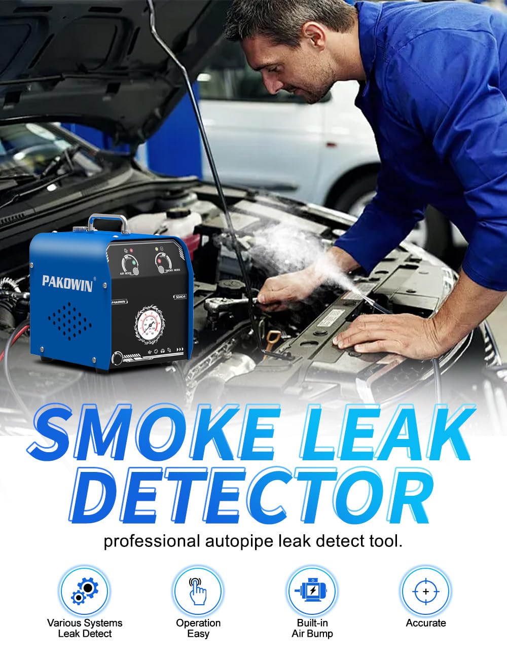 Automotive EVAP Vacuum Smoke Tester - Smoke Diagnostic Tester with Built-in Air Pump for Vehicle Pipe Systems