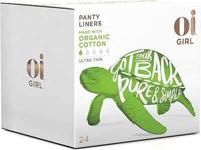 Oi Girl Organic Panty Liners, Box of 24 Ultra-Thin Panty Liners, Individually-Wrapped