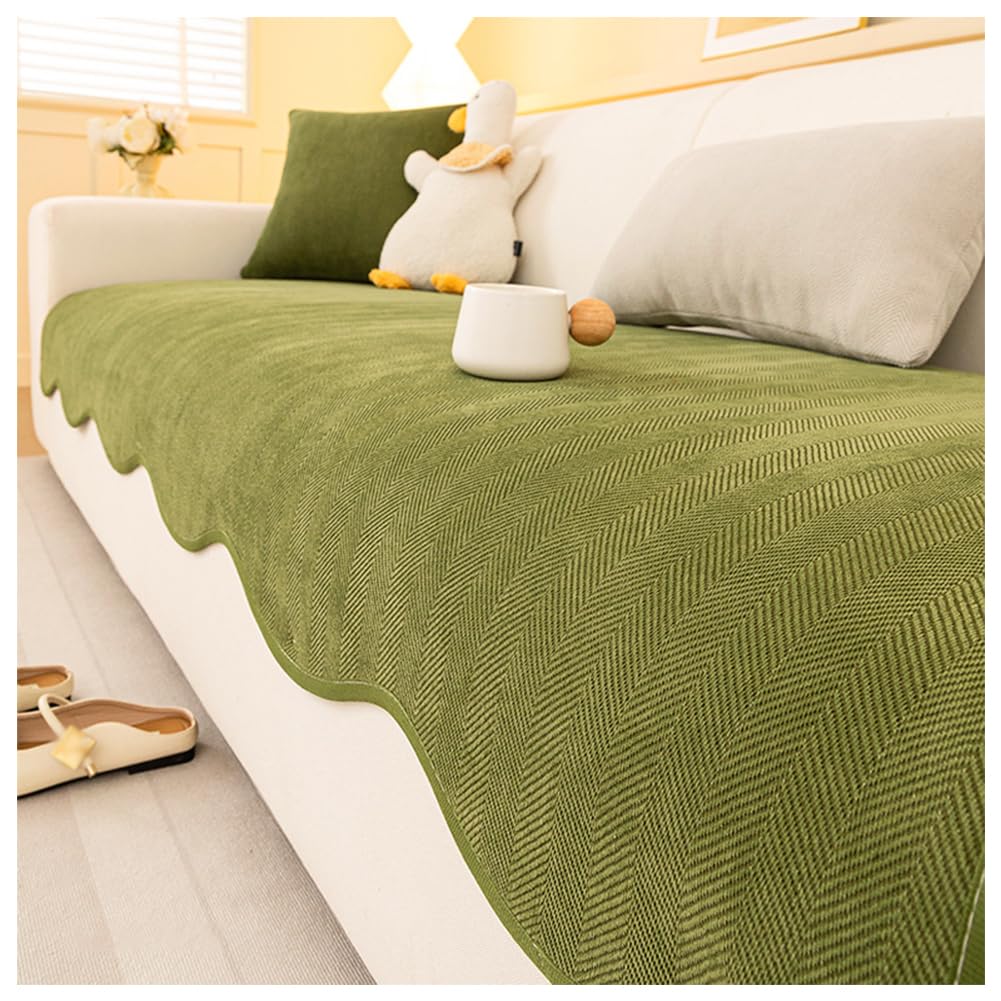 SPXMQSS Couch Covers for Sectional Sofa, Chenille Couch Seat Covers, Super Soft Sofa Slipcover 1/2/3/4 Seater Universal Non-Slip Corner Sofa Cover A 70x150cm
