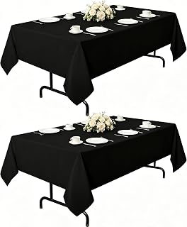 Kachanaa 2 Pack Black Rectangle Table Cloth 60 x 102 Inch Suitable for 6 Foot Rectangle Tables Wrinkle Resistant Washable Polyester Table Cover for Dining,Wedding Party Banquet and Camping