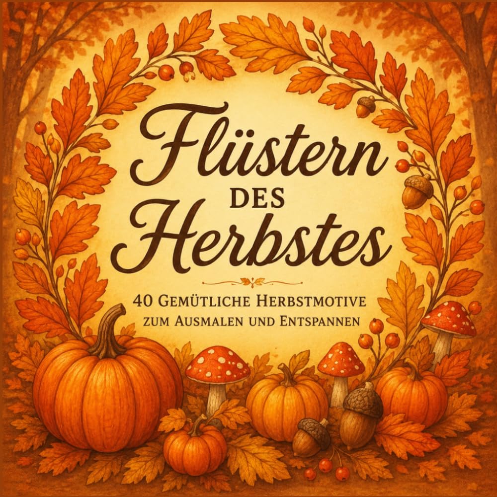 Flüstern des Herbstes Gemütliches Herbst-Ausmalbuch mit wunderschönen Cozy-Motiven zum Entspannen und Abschalten: 40 entspannende Herbst-Designs mit ... Herbststimmung für Erwachsene und Teens