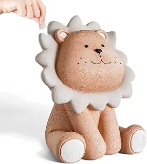 Hucha de León Marrón: Hucha Irrompible de Resina, Regalo para Niños y Niñas, Cumpleaños, Baby Shower, Navidad