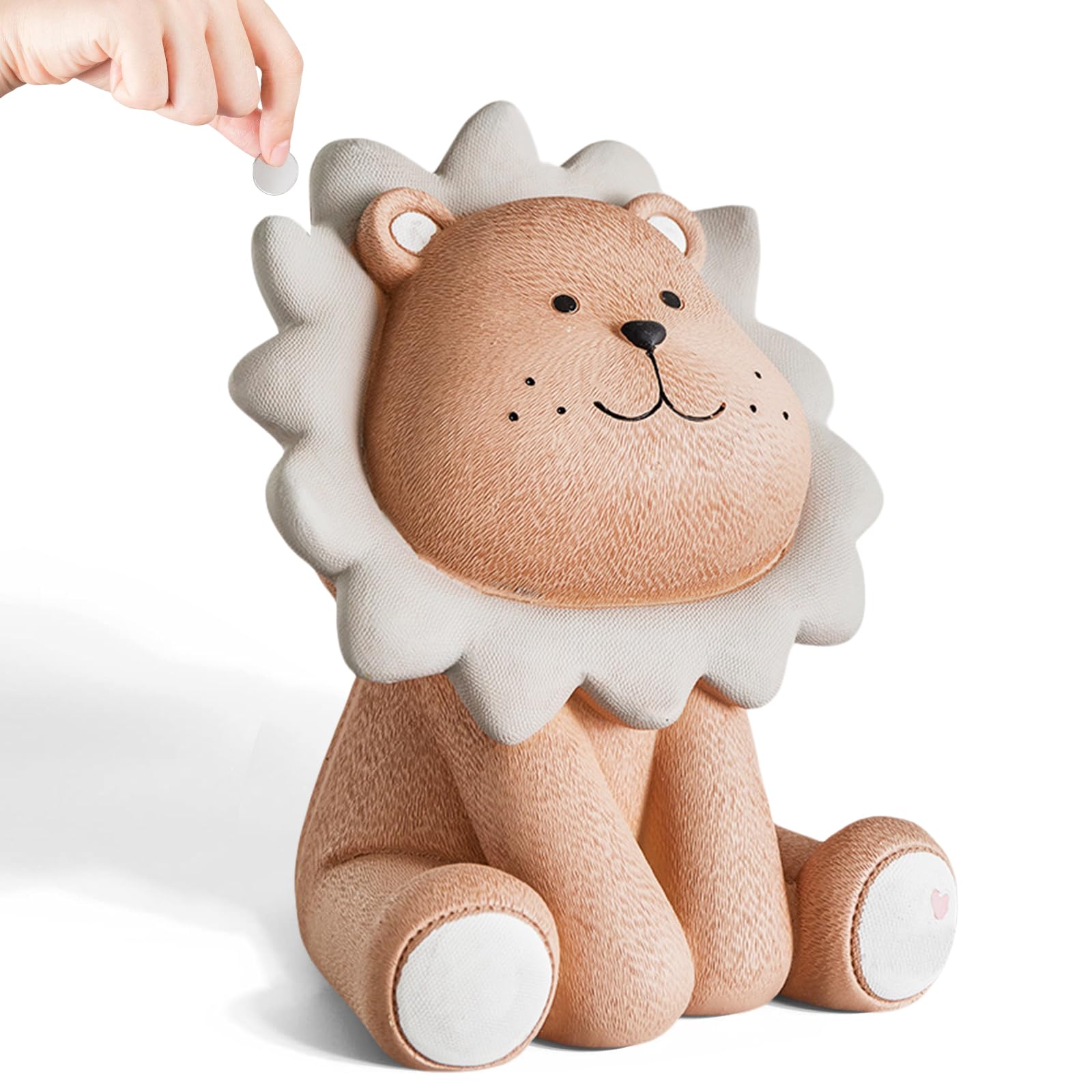 Delamiya Salvadanaio Leone Marrone, Salvadanaio in Resina Infrangibile, Decorazione per Bambini e Adulti