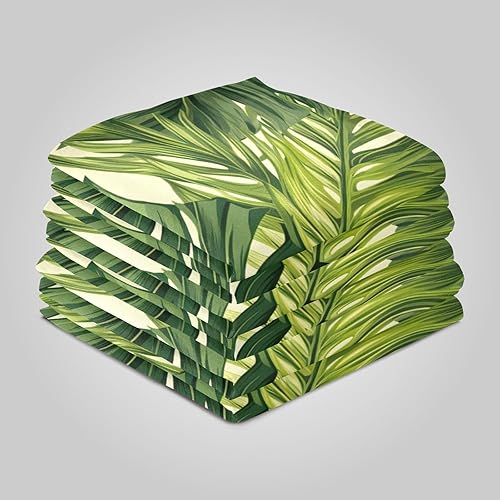 Miniatura 4 de RPLIFE Toallas de cocina con estampado de hojas de palma y palmera en verde para secar platos, 28 x 18 pulgadas, toallas de mano impresas absorbentes