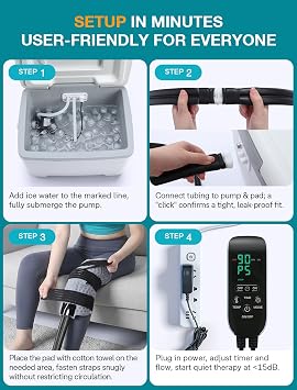 ALLJOY Ice Machine for Knee After Surgery, FSA Eligible HSA, Portable Cold Therapy Pain Relief System with 3 Programmable Timer 5-95min, 5 Adjustable Flow & <15dB Ultra Quiet Cryotherapy System