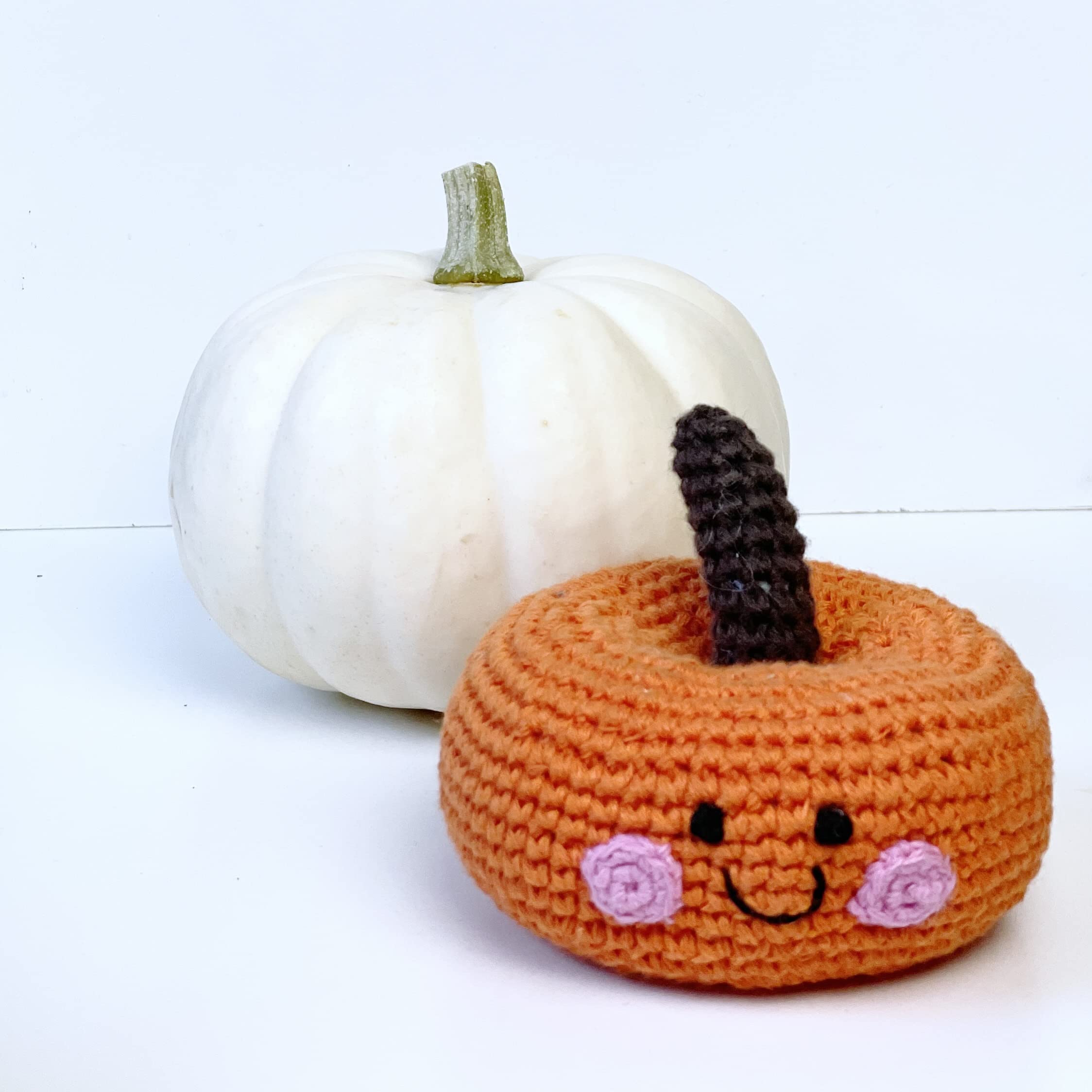 Pebble | Handmade Friendly Pumpkin Rattle | Crochet | Fair Trade | Pretend | Imaginative Play | Machine Washable