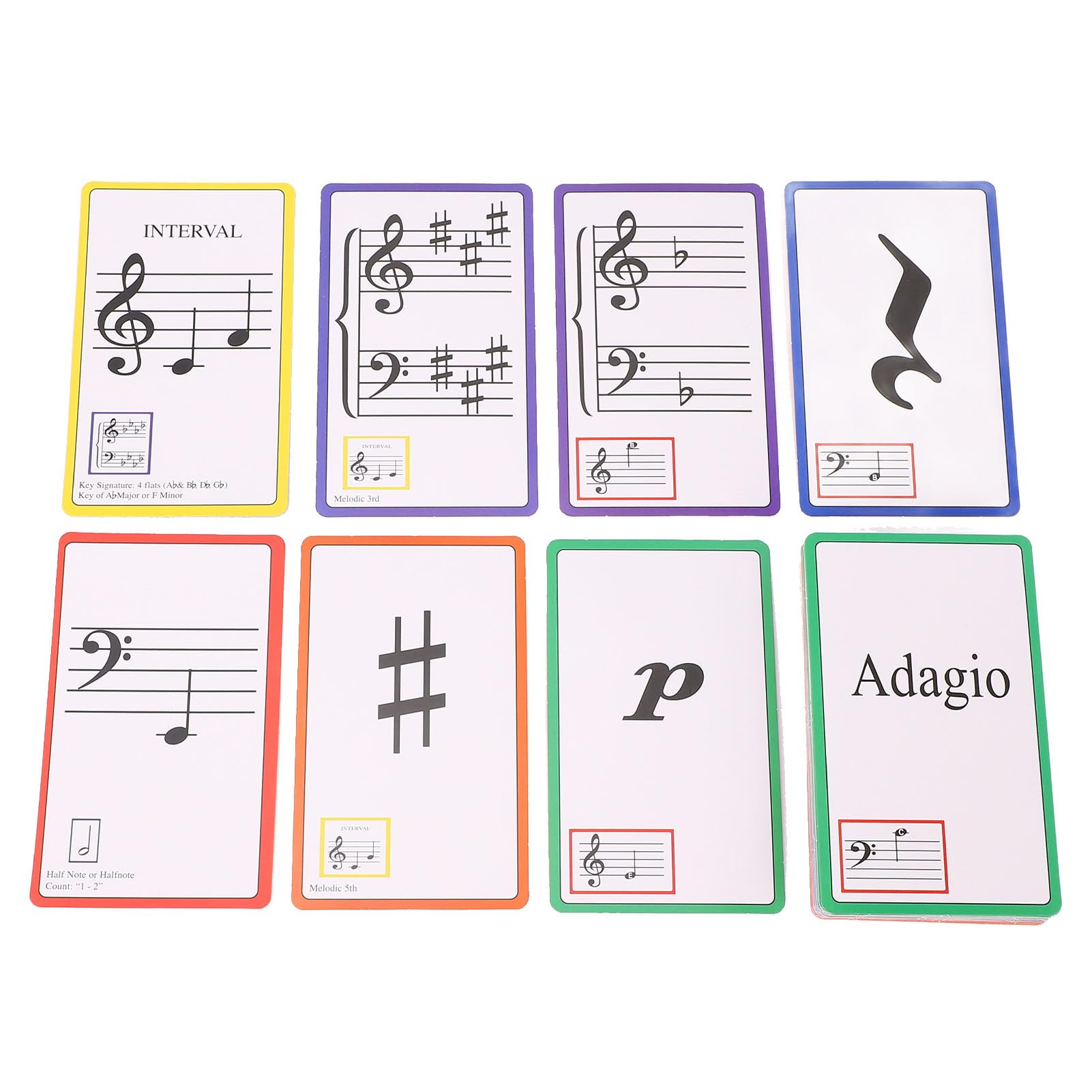 50 Pcs Music Flash Cards, 54 Piano Note Theory Flash Cards with Staff Notation, Pitch Syllable Names, Keyboard Position, Flat Sharp, Learning Tool for Beginners