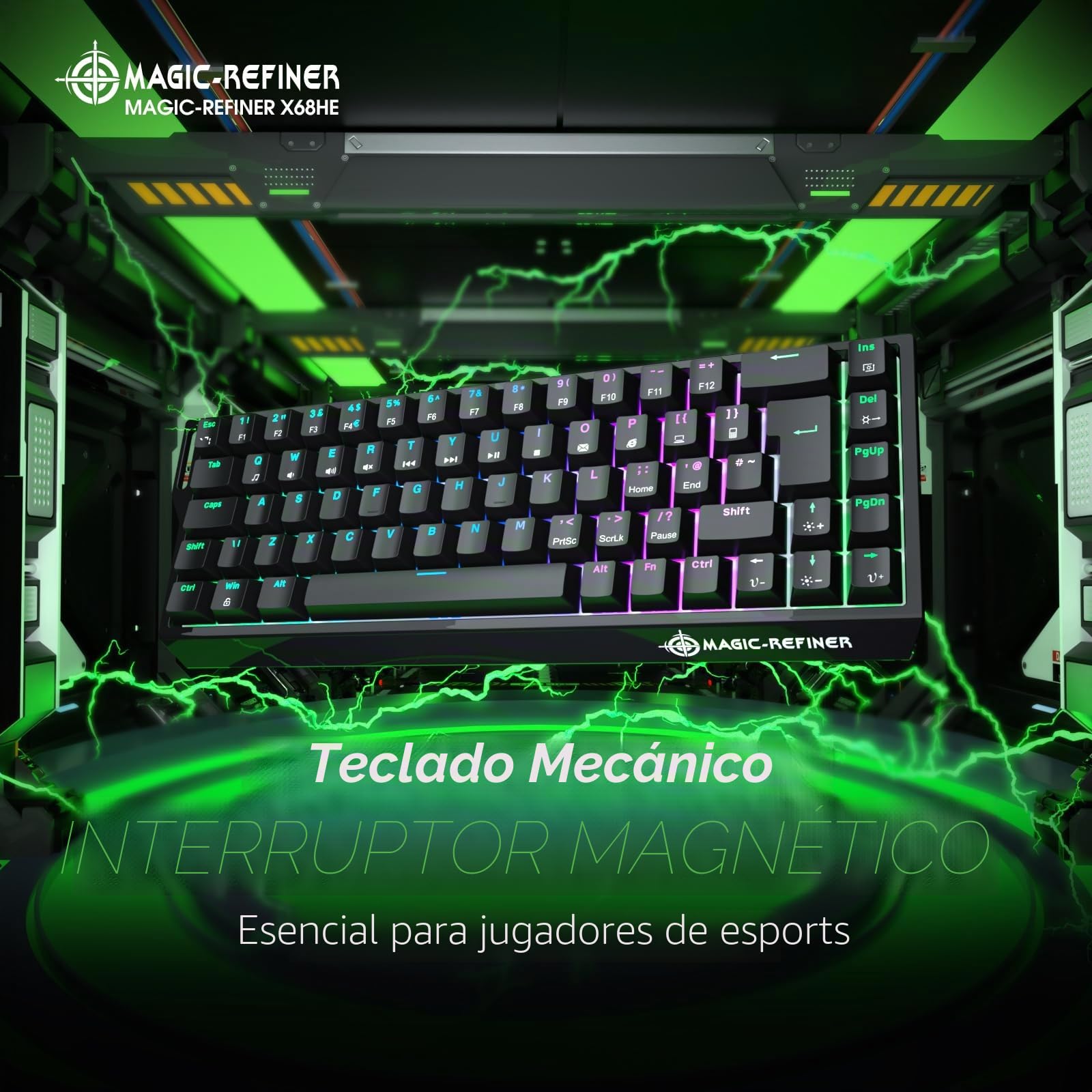 LexonElec Magic-Refiner X68 HE Teclado Mecánico 8000Hz Rapid Trigger, QWERTY Layout Compact 60%, Precisión RT de 0,04mm, Wired RGB Gaming Keyboard, Magnetic Switch, Activación Ajustable, Negro