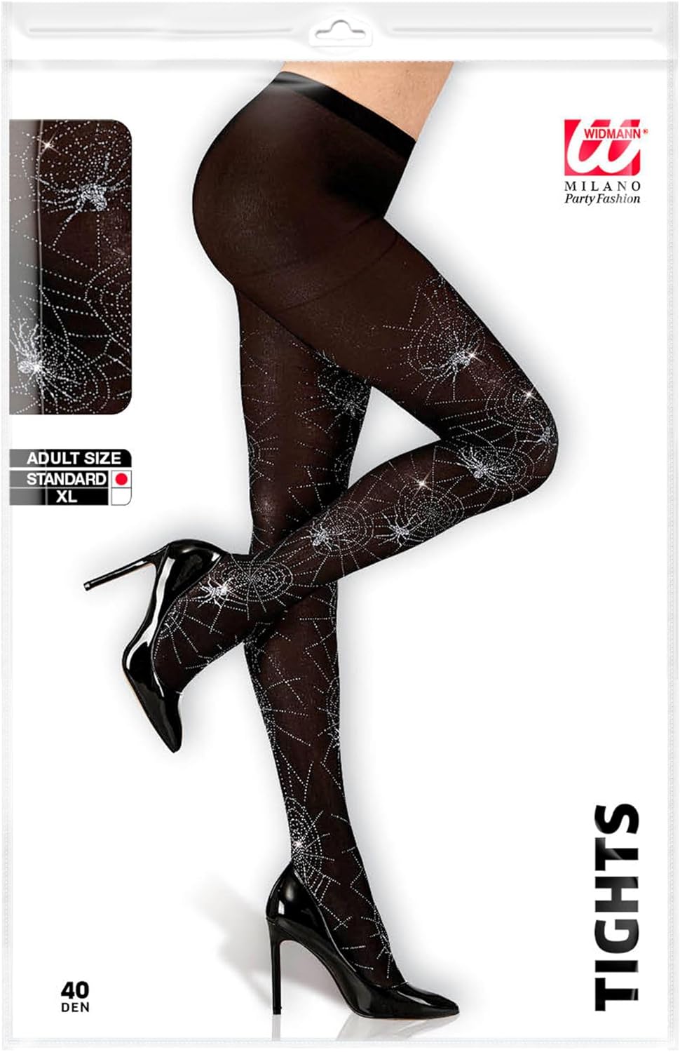 WIDMANN Pantyhose Spiderweb Glitter Silver Accessory for Halloween Fancy Dress
